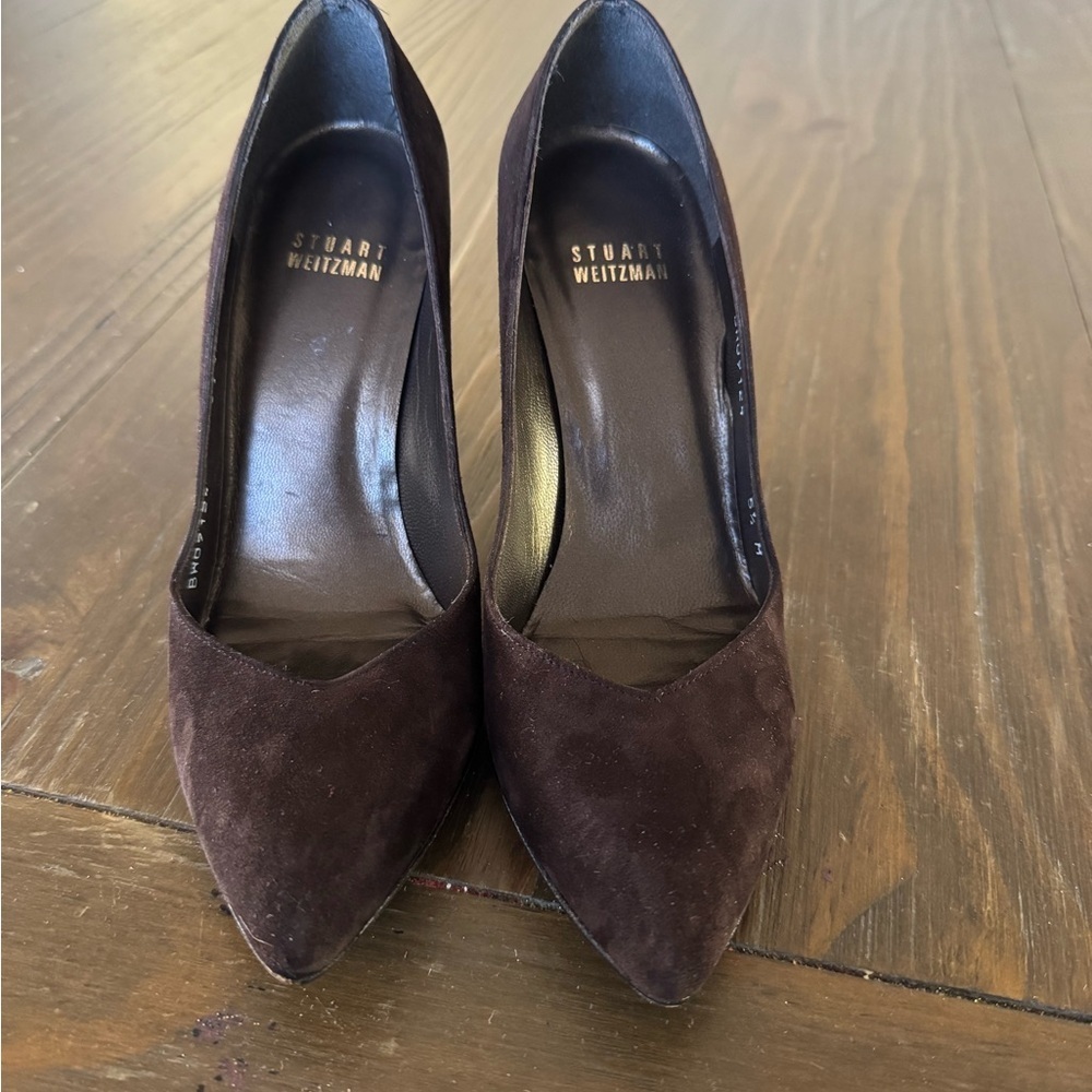 Stuart Weitzman Dark Brown Suede Wedges